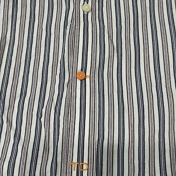 Thomas Dean TD Men's Size XXL Long Sleeve Striped Shirt Button Up Purple Blue - Picture 11 of 13